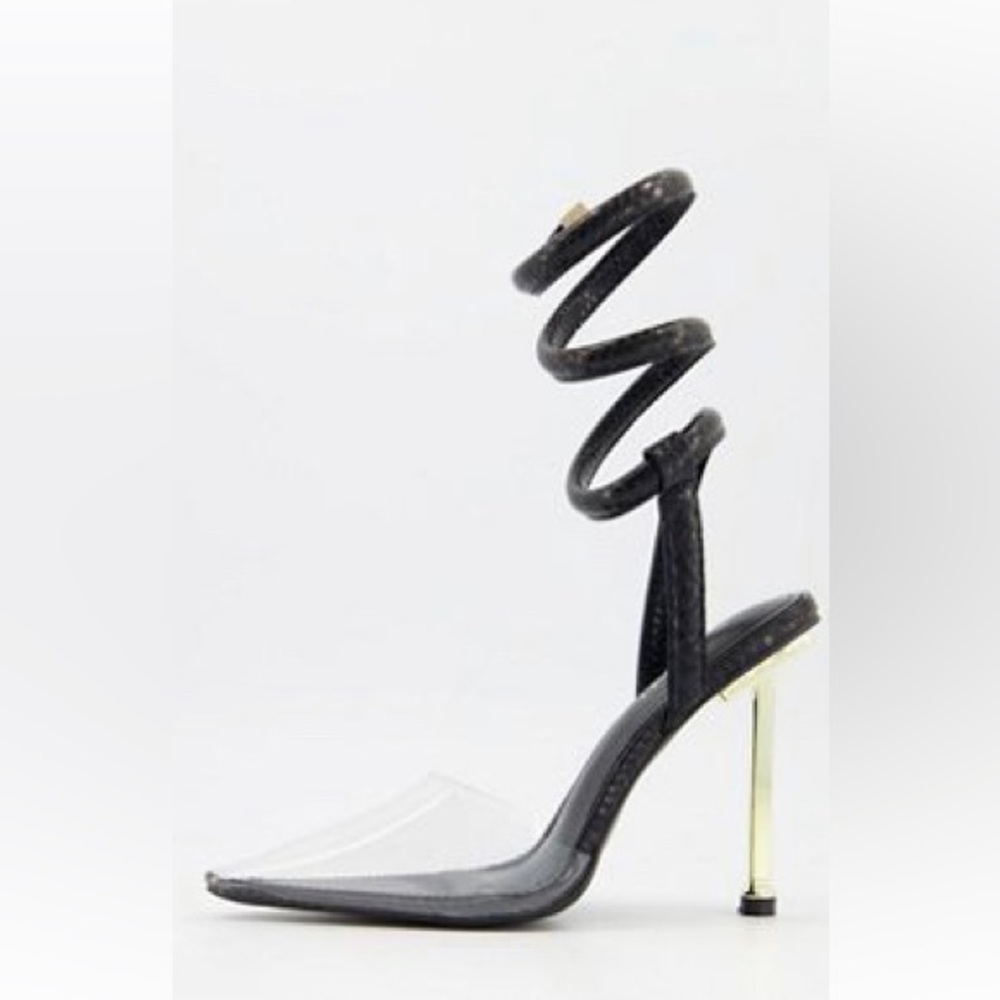 ASOS Spiral Strap Black Heel Size 11 Unworn